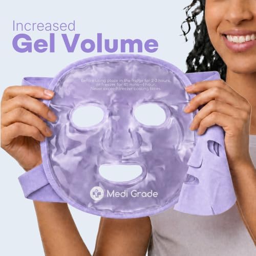 Medi Grade Face Ice Pack and Cooling Eye Mask Set, ChillGel Gel Mask Purple - Image 7