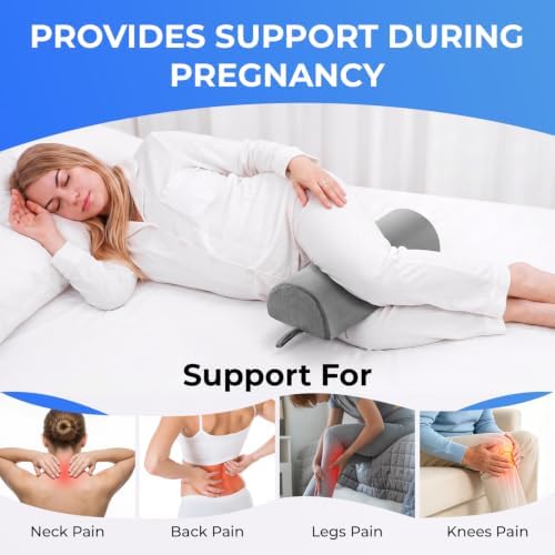 Knee Pillow for Back Sleeping, Bolster Pillow Half Moon for Legs, Memory Foam - Image 3
