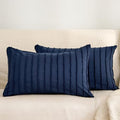 JELLYMONI Navy Blue Striped Tufted Pillowcases 12"x 20" by JELLYMONI