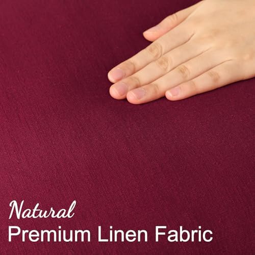 decorUhome Fall Burgundy Linen Throw Pillow Covers 20x20 Set of 2 - Image 3
