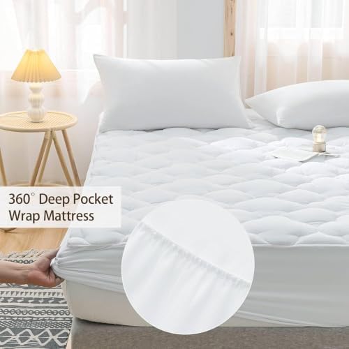 WhatsBedding Waterproof Mattress Topper Twin XL Size Cotton Top Down - Image 6