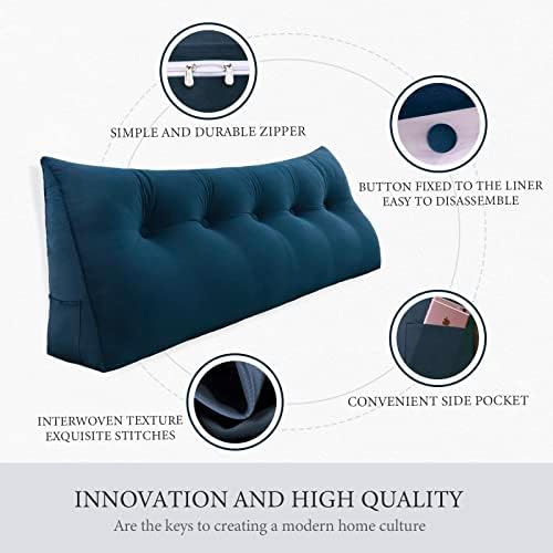 Headboard Pillow Full for Dorm Bedrest Reading Pillow, Deep Blue - Image 3