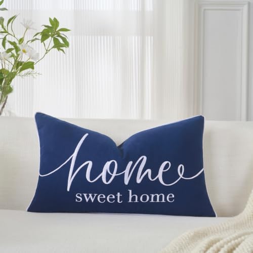 Sunkifover Home Sweet Home Quotes Throw Pillow Covers 12 x 20 Inch Blue by Sunkifover
