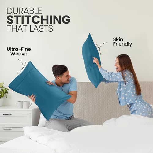 Pillow Cases King Set of 2, Ultra Soft Comfy Pillow Covers, Denim Blue - Image 4