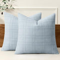 MIULEE Linen Plaid Pillow Covers Decorative 16x16 Coastal Blue by MIULEE