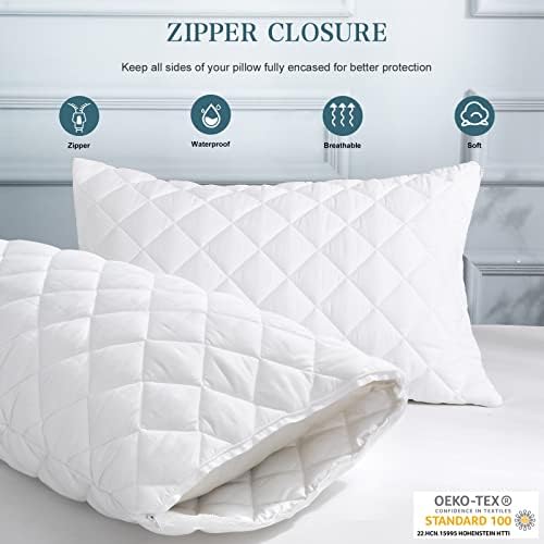 UNILIBRA 2 Pack Waterproof Pillow Protector Quilted Queen Size - Image 2