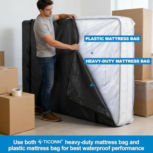 TICONN Mattress Bags for Moving, Heavy Duty Mattress Cover Storage Bag - Image 6