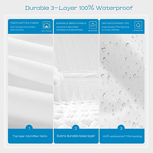 GRT 1 Pack 100% Waterproof Mattress Protector Twin Size, Breathable & Noiseless - Image 3