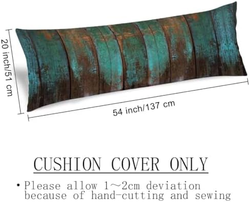 Vintage Body Pillow Cover 20x54 Teal Green Wood Country Rustic Distressed Retro - Image 4