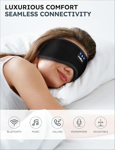 MUSICOZY Bluetooth 5.4 Sleep Headphones Sleeping Eye Mask Earbuds Headband - Image 2
