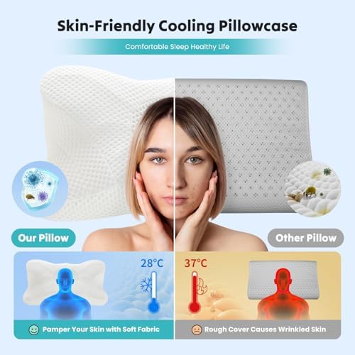 Sweetcrispy Cervical Pillow for Neck Pain Relief, Cooling Memory Foam - Image 3