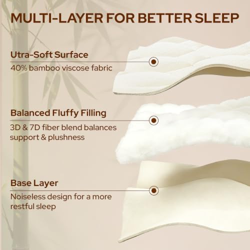 BEDLORE Queen Mattress Pad Cover, Cooling Bamboo Viscose Mattress Topper - Image 3