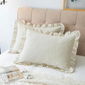 GLORY SEASON Pillow Shams Set of 2 Washed 100% Cotton Retro Ruffle Flounces by GLORYSEASON