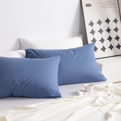 NTBAY Cotton King Pillowcases, Denim Blue - Image 2
