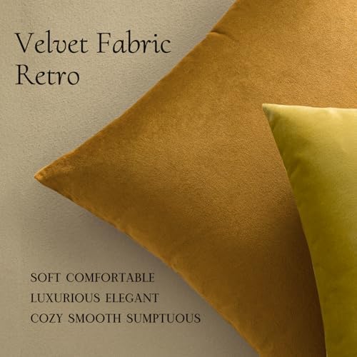 MIULEE 24x24 Inch Pack of 2 Euro Velvet Throw Pillow Covers Mustard Yellow - Image 6