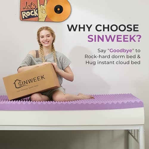 SINWEEK 3 Inch Egg Crate Memory Foam Mattress Topper Twin XL, Twin Extra Long - Image 4