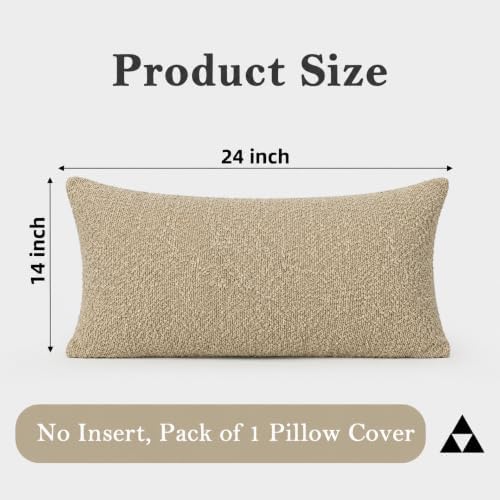 JoraLion 14x24 inch Boucle Lumbar Pillow Cover, Camel Woven Texture Neutral - Image 4