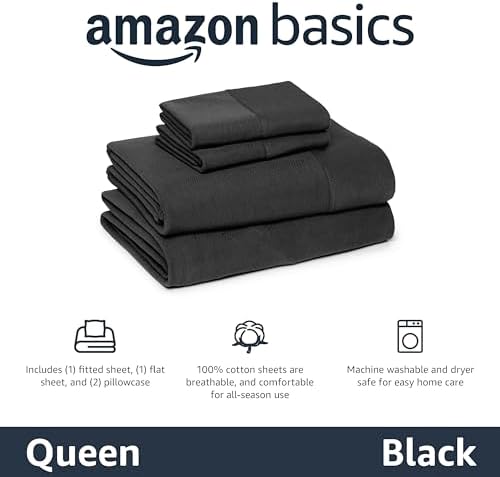 Amazon Basics 100% Cotton Jersey Bed Sheet Set, Breathable - Image 2