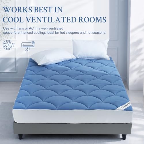 YOUR MOON Cooling Mattress Pad Twin Size, Soft Breathable Pillow Top Mattress - Image 4