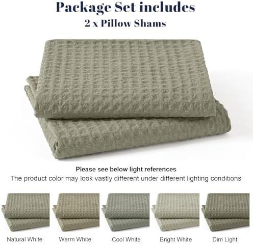 PHF Ultra Soft Waffle Pillow Shams Standard 20"x26", Dusty Sage, No Insert - Image 5