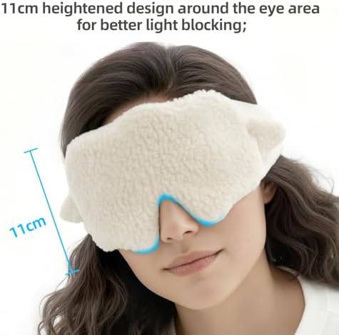 White Faux Lamb Fleece Sleep Mask Allergy Free Full Wrap Eye Cover - Image 6