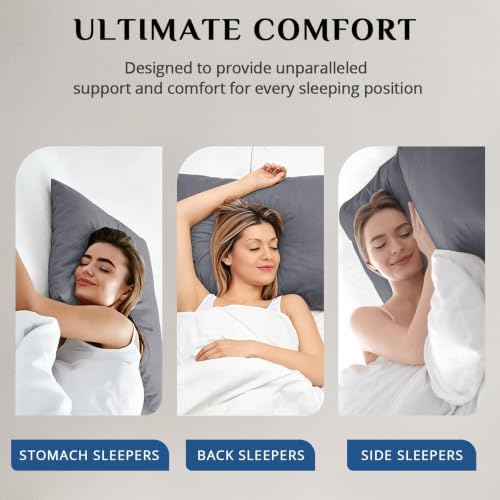 JOLLYVOGUE Grey Pillows King Size Set of 4, Washable Supportive Firm Bed Pillows - Image 7