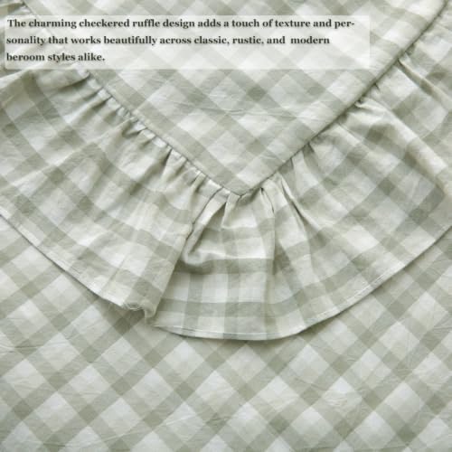 Mywinlle Muted Sage Green Gingham Ruffle Euro Shams - Image 5