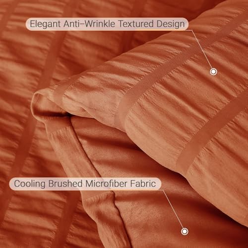 MUXHOMO 5 Pieces Twin XL Comforter Set, Seersucker Bed in a Bag Twin XL Size - Image 6