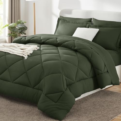 CozyLux Full Comforter Set 82"x86" Dark Green by CozyLux