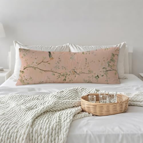 Vintage Pink Chinoiserie Bird 20x54 Body Pillow Cover, Chinoiserie Decor - Image 3