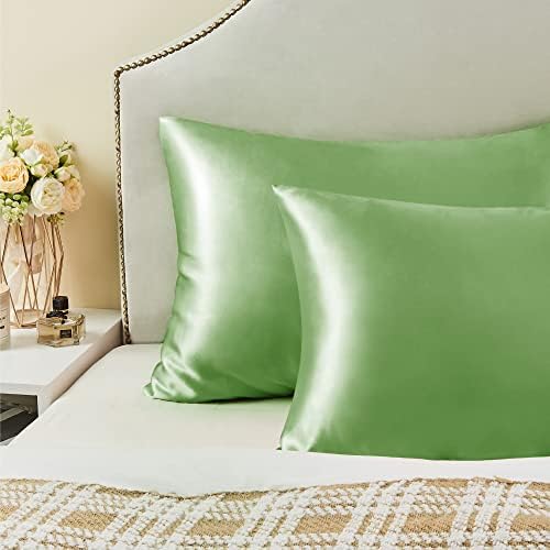 BEDELITE Satin Pillowcases, Small King 20x36 Inch, Sage Green - Image 7