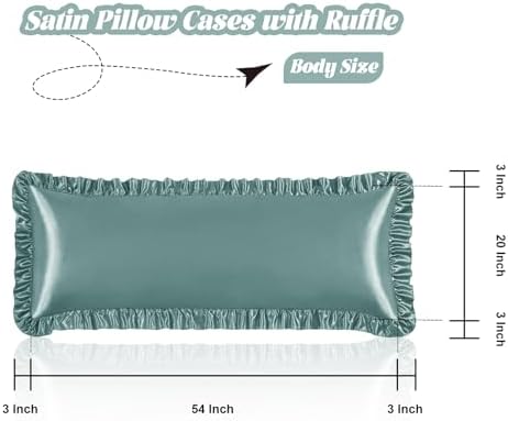Homiest Sage Green Ruffle Satin Body Pillow Cover - Image 3