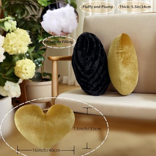 Gold Heart Pillow 16" Decorative Throw Pillows - Image 6