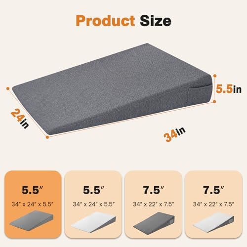 Vekkia 34" Extra-Long Wedge Pillow, 5.5" Bed Wedge Pillow - Image 2