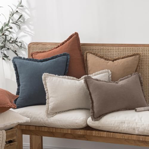 MIULEE Linen Decorative Fall Lumbar Throw Pillow Covers Malt Ball 12x20 - Image 5