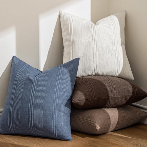 MIULEE Decorative Striped Throw Pillow Covers 18x18 Inch Blue 2 Pack - Image 5