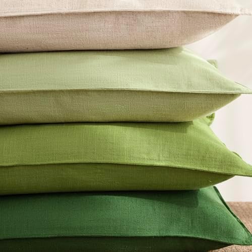Foindtower Linen Solid Decorative Throw Pillow Covers 22x22 Inch Lush Green - Image 7