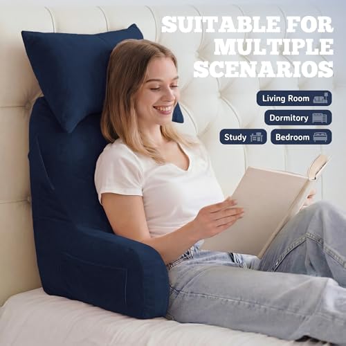 Reading Pillow for Bed, Back Pillow for Bed Sitting Up, Lumbar Support Pillow - Image 3