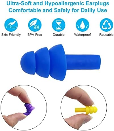 Silicone Ear Plugs for Sleeping, 12 Pairs Reusable Earplugs Noise Reduction Ear - Image 4