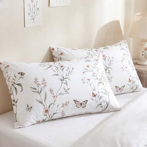 Bedorm Standard Size Pillow Cases Set of 2 Cotton Floral Pillow Cover - Image 3
