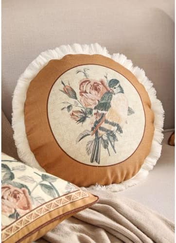patdrea French Vintage Linen Pillow Cover, Diameter 16"-ParkerEstate D - Image 2