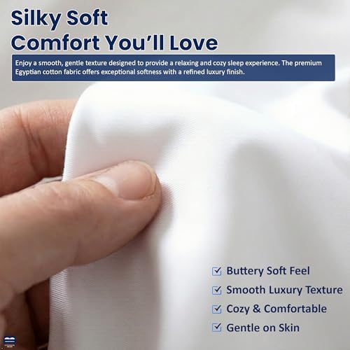 Cottingon 4 Piece Short Queen Sheets, Egyptian Cotton - Image 4