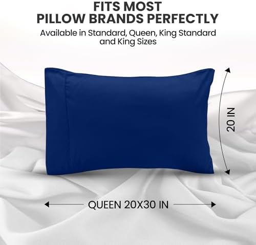 Pillow Cases Queen Set of 2, Ultra Soft Comfy Pillow Covers, Royal Blue - Image 2