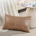 Fancy Homi Light Brown Boho Long Lumbar Faux Leather Decorative Throw Pillow by Fancy+Homi