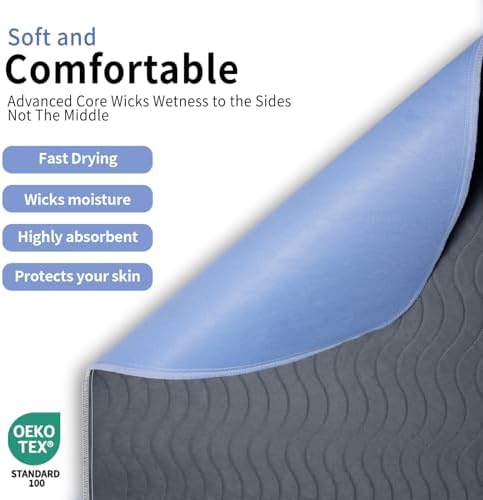 Accompagner Incontinence Bed Pads Washable Waterproof, Ultra-Absorbent Reusable - Image 2