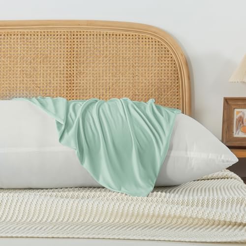 WhatsBedding Cooling Body Pillow Cover, Zipper Closure, Milky Green - Image 6