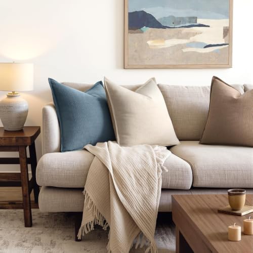 MIULEE Thick Textured Decorative Throw Pillow Covers 18x18 Inch Blue - Image 4