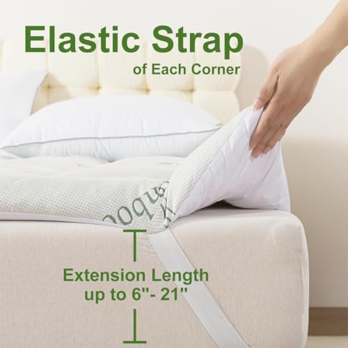 Whatsbedding Bamboo Viscose Memory Foam Mattress Topper 1500gsm - Image 2