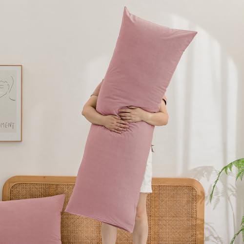 BESTOUCH Washed Cotton Pillowcases Linen Feel Red Pink Body - Image 5