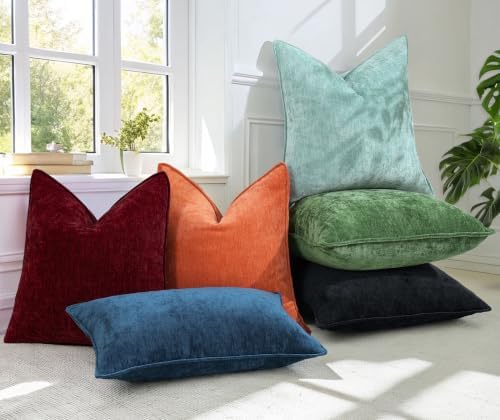 decorUhome Chenille Wine Red Velvet Throw Pillow Covers 12x20 Set of 2 - Image 6